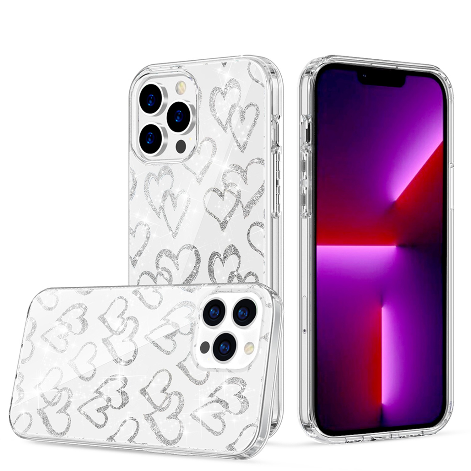 For Apple iPhone 14 Pro (6.1") Beautiful Glitter Hybrid Hard PC TPU Case Cover - Picture 36 of 42