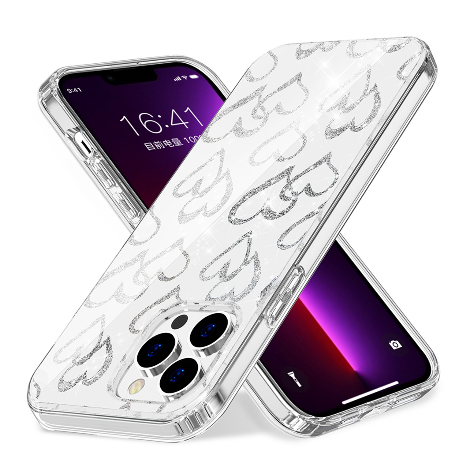 For Apple iPhone 14 Pro (6.1") Beautiful Glitter Hybrid Hard PC TPU Case Cover - Picture 35 of 42