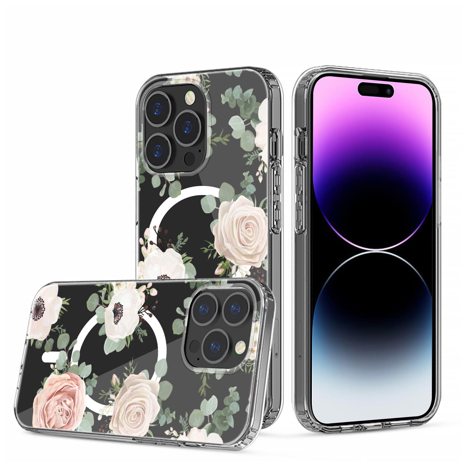 For Apple iPhone 14 Pro 6.1" Hybrid Flower Stylish MagSafe Compatible Case Cover - Picture 10 of 68