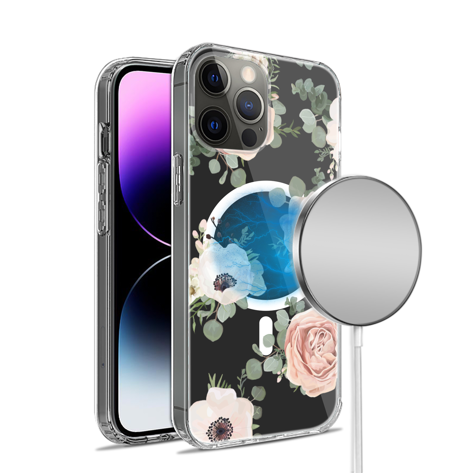 For Apple iPhone 14 Pro 6.1" Hybrid Flower Stylish MagSafe Compatible Case Cover - Picture 9 of 68