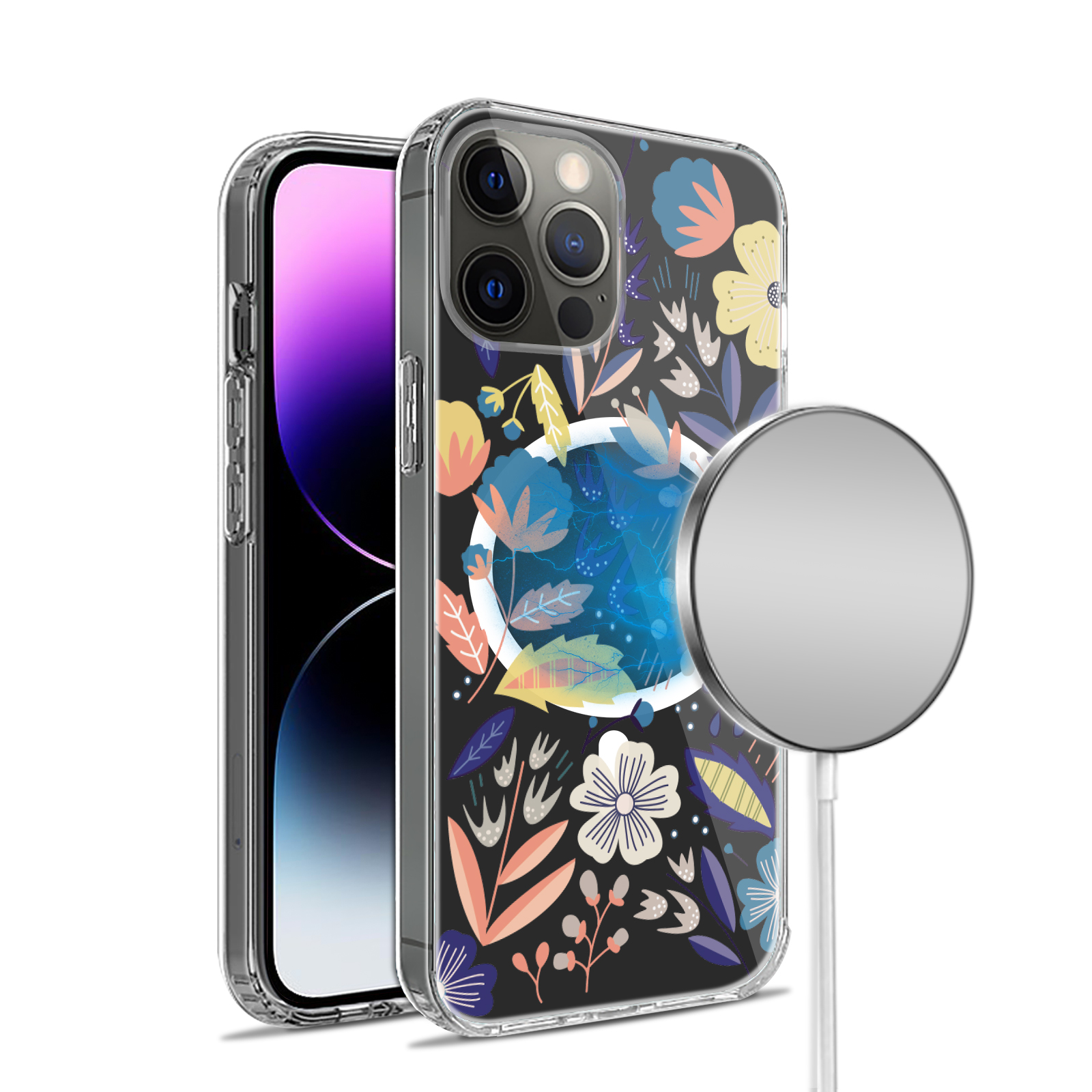 For Apple iPhone 14 Pro 6.1" Hybrid Flower Stylish MagSafe Compatible Case Cover - Picture 27 of 68