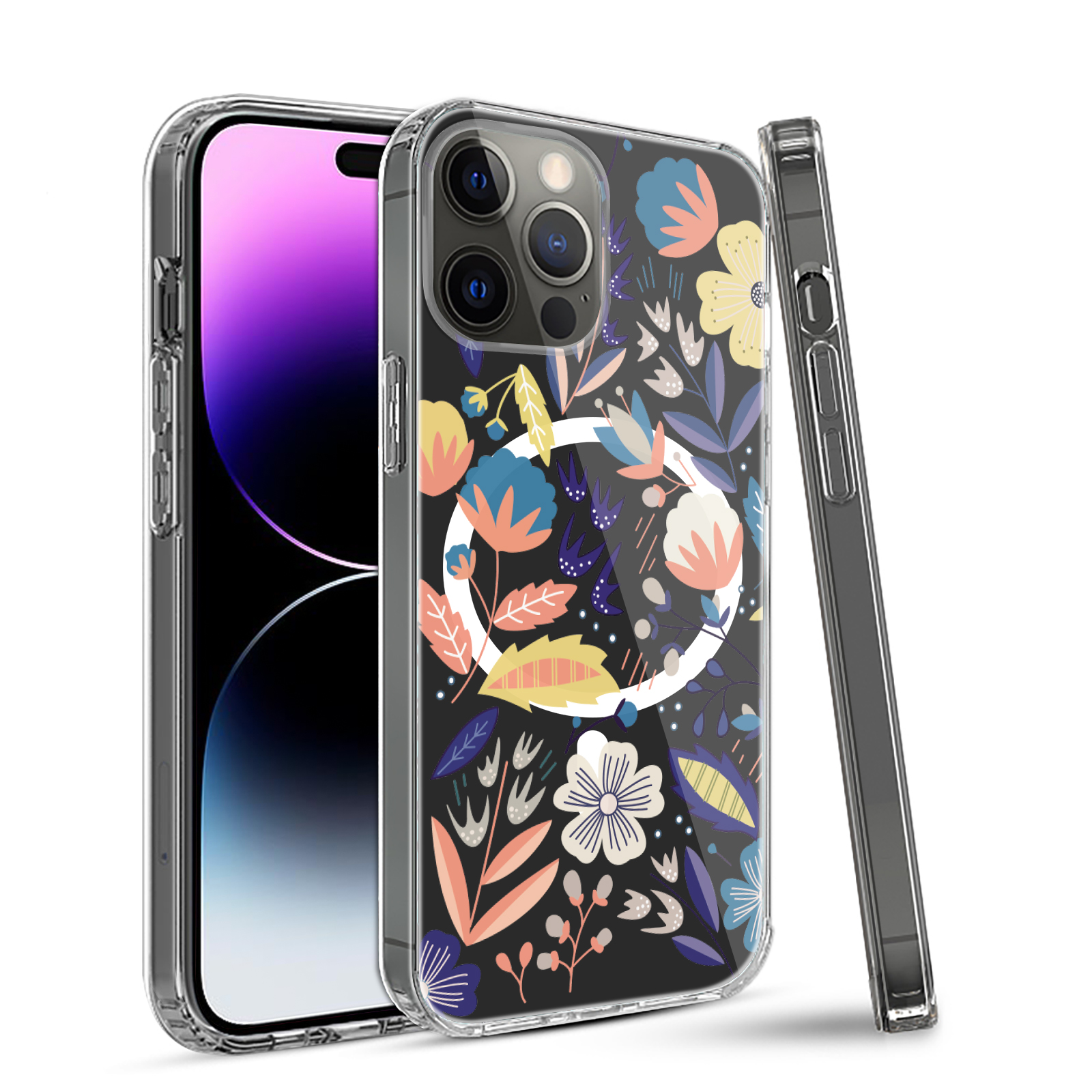 For Apple iPhone 14 Pro 6.1" Hybrid Flower Stylish MagSafe Compatible Case Cover - Picture 32 of 68