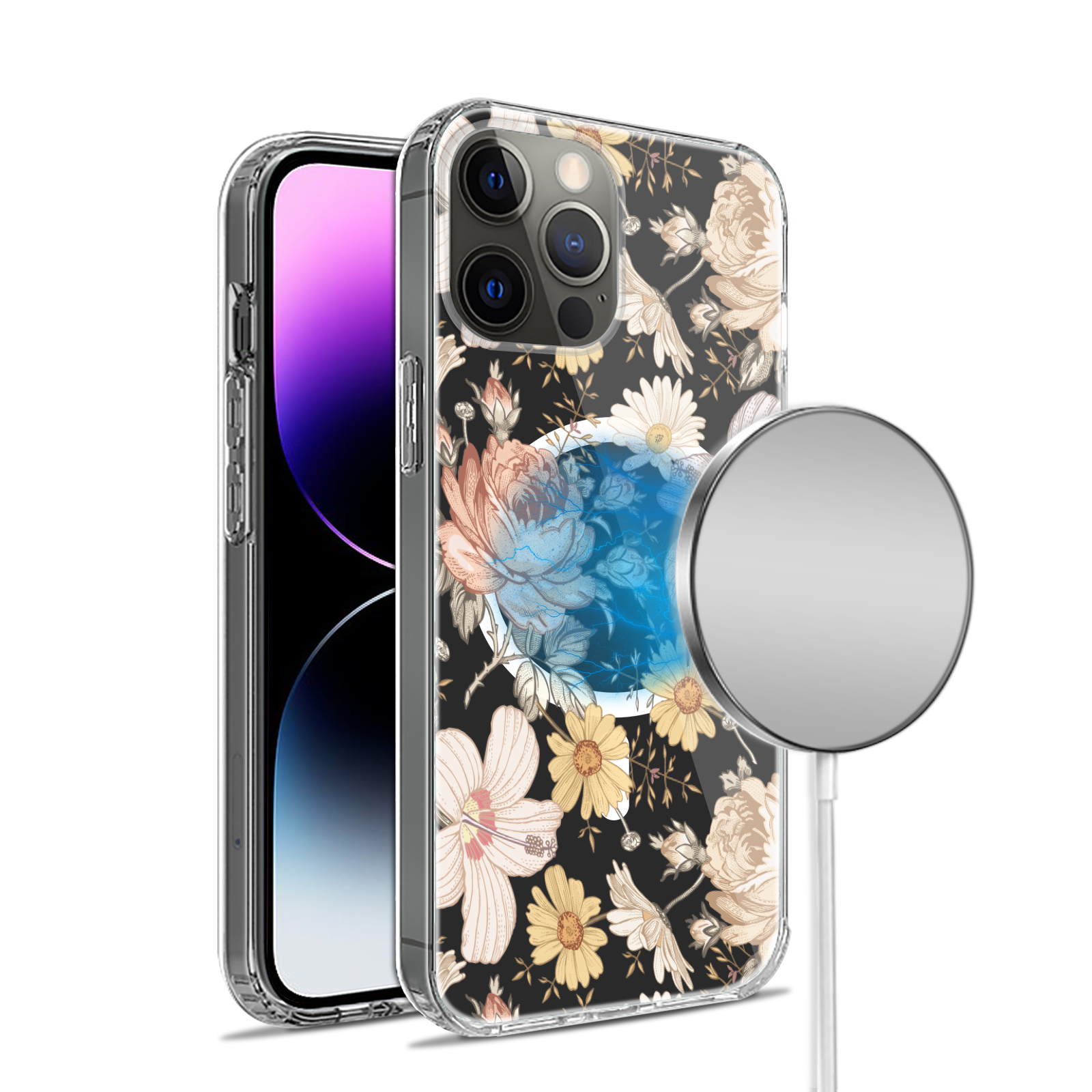 For Apple iPhone 14 Pro 6.1" Hybrid Flower Stylish MagSafe Compatible Case Cover - Picture 45 of 68