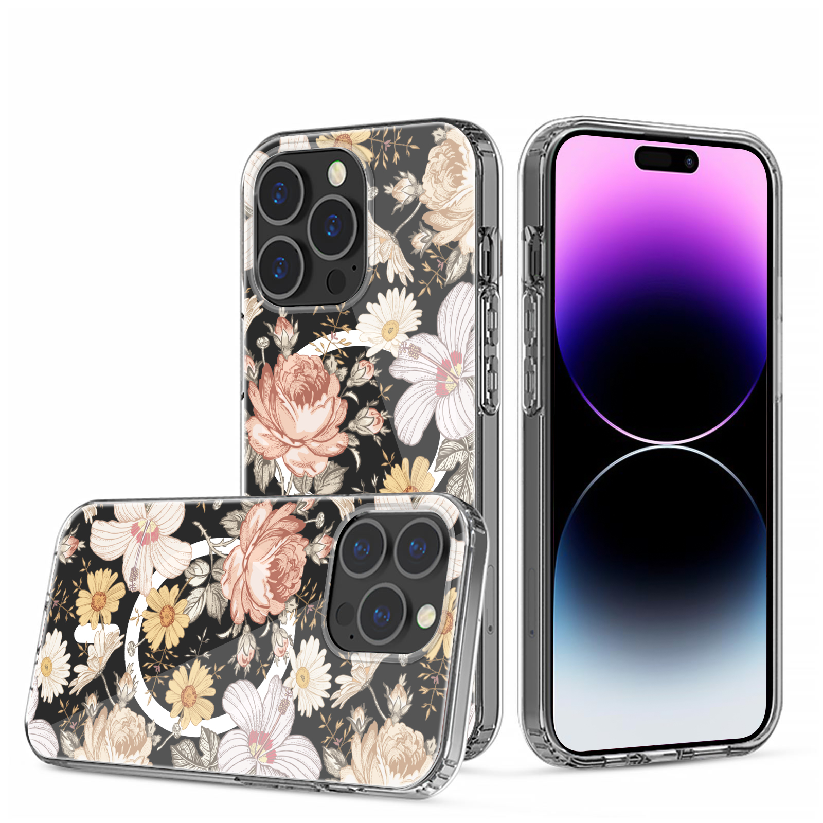 For Apple iPhone 14 Pro 6.1" Hybrid Flower Stylish MagSafe Compatible Case Cover - Picture 46 of 68