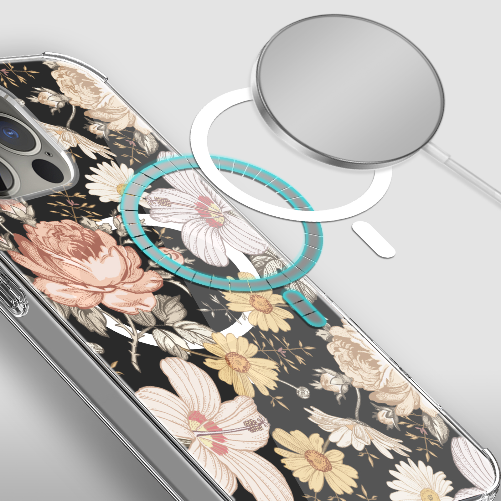For Apple iPhone 14 Pro 6.1" Hybrid Flower Stylish MagSafe Compatible Case Cover - Picture 48 of 68