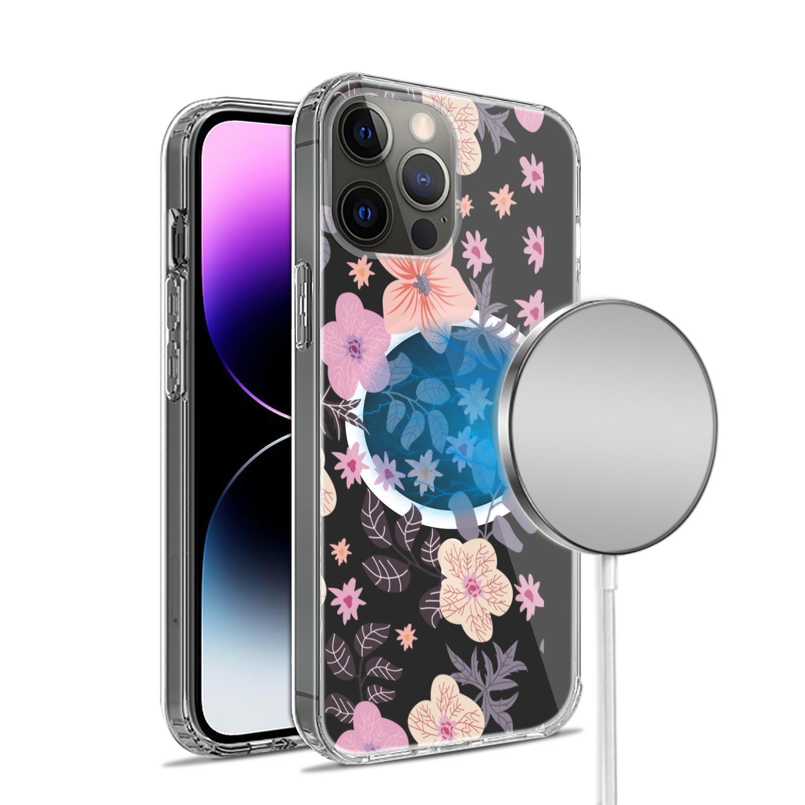 For Apple iPhone 14 Pro 6.1" Hybrid Flower Stylish MagSafe Compatible Case Cover - Picture 63 of 68