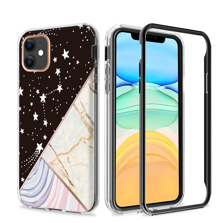 For Apple iPhone 14 (6.1") Hybrid Fashion Design 2in1 Hard TPU Frame Case Cover - Foto 23 di 31