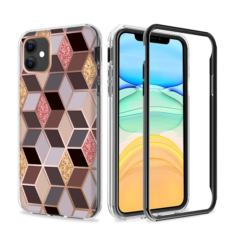 For Apple iPhone 14 (6.1") Hybrid Fashion Design 2in1 Hard TPU Frame Case Cover - Foto 28 di 31