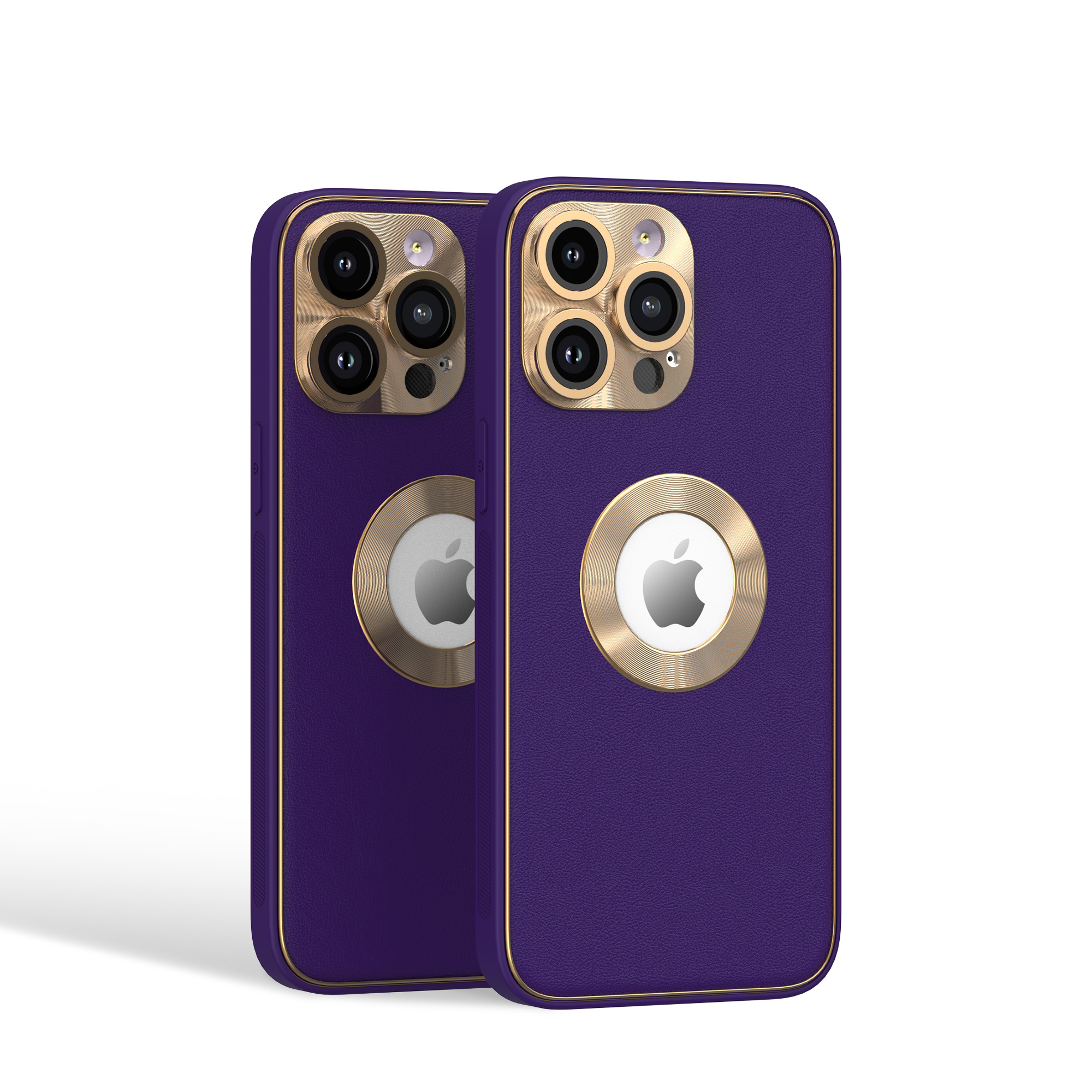 For Apple iPhone 14 Pro Max PU Leather Design with Chrome Circle PC Case Cover - Picture 30 of 53