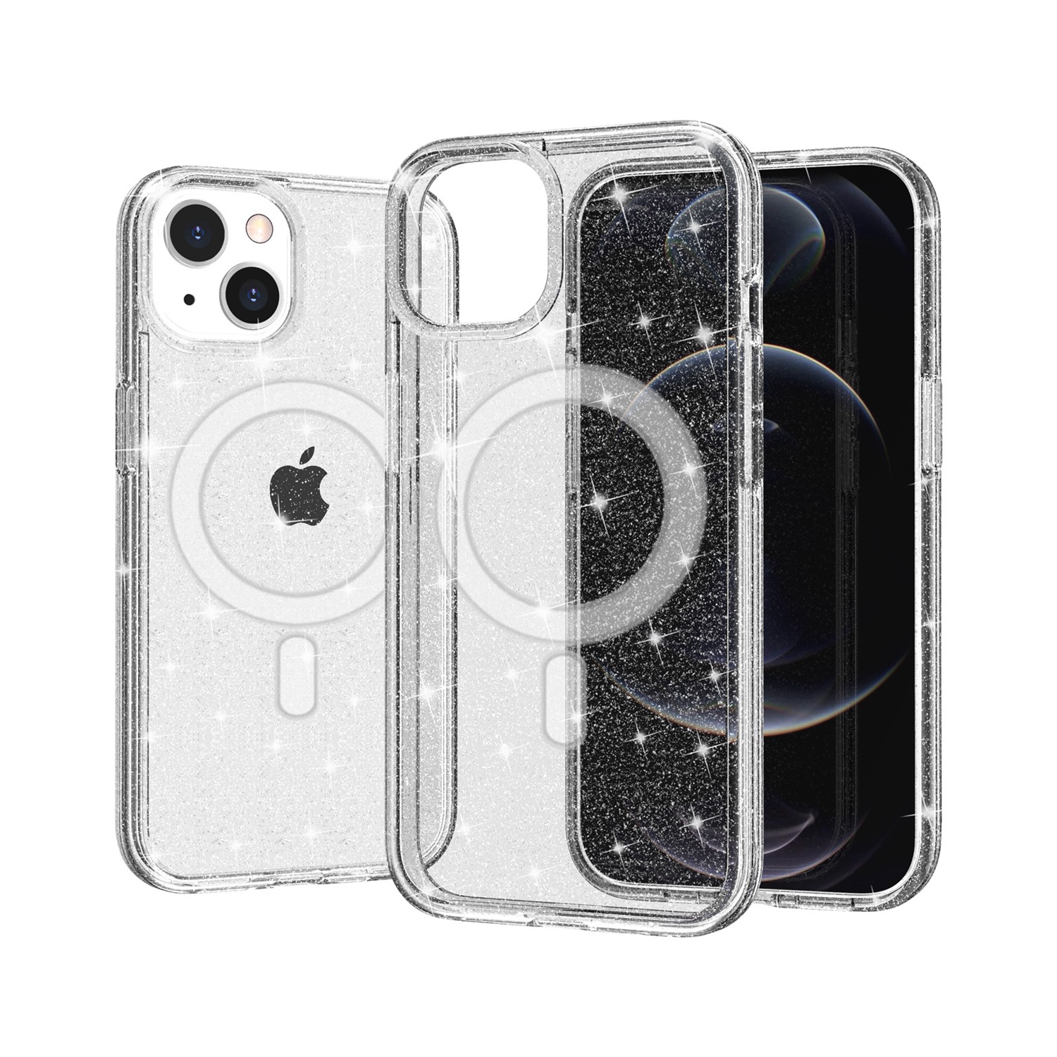 Für Apple iPhone 15/6.1" MagSafe kompatibler Glitzer Bling TPU Gummi Hülle Cover - Bild 8 von 16