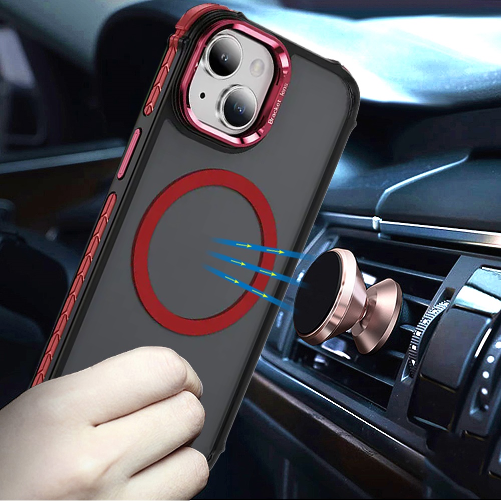 Für Apple iPhone 15 Metall Kamera Ständer, Kompatibel MagSafe Farbe Edge Case Hülle - Bild 45 von 53