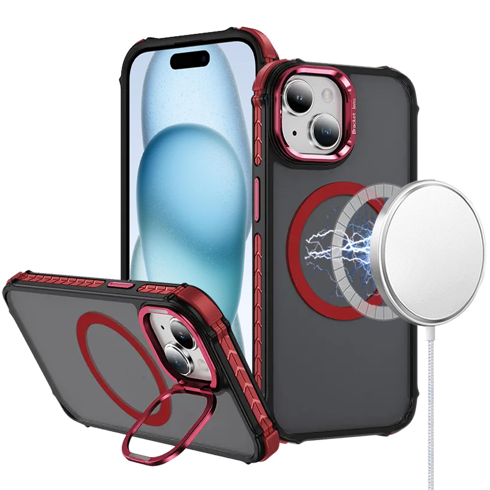 Für Apple iPhone 15 Metall Kamera Ständer, Kompatibel MagSafe Farbe Edge Case Hülle - Bild 43 von 53