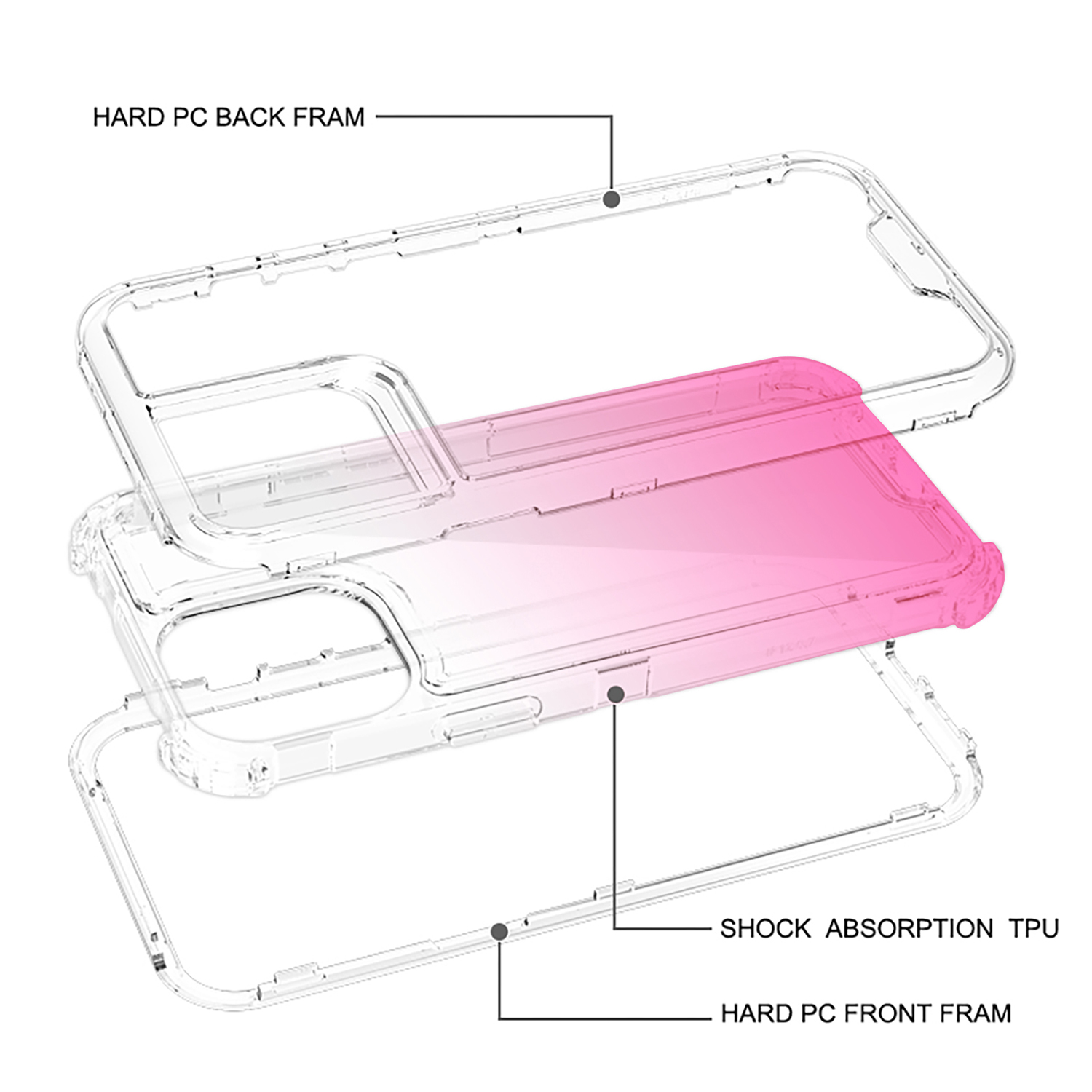 For Apple iPhone 15 Pro Max Hybrid 3in1 Two Color Tone Shockproof Case Cover - Picture 19 of 26