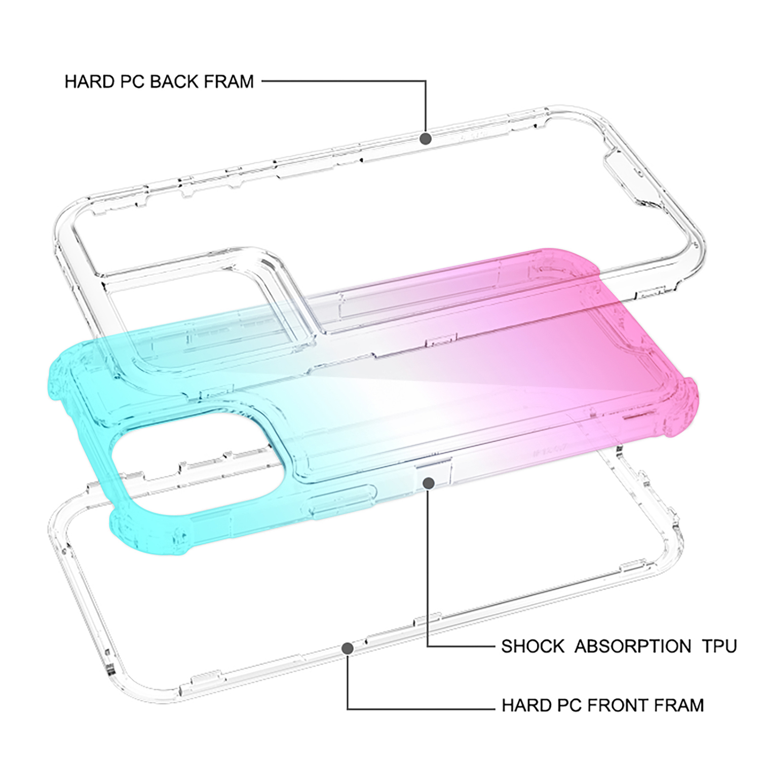 For Apple iPhone 15 Pro Max Hybrid 3in1 Two Color Tone Shockproof Case Cover - Picture 14 of 26