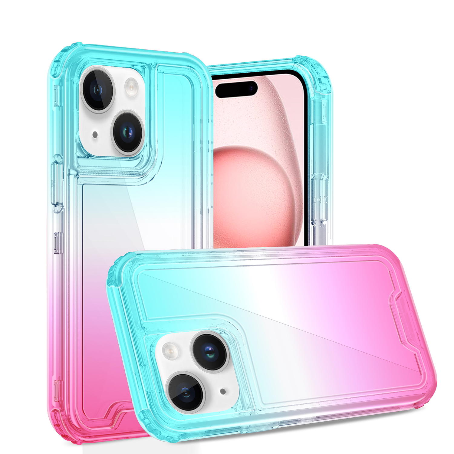 For Apple iPhone 15 Pro Max Hybrid 3in1 Two Color Tone Shockproof Case Cover - Picture 13 of 26