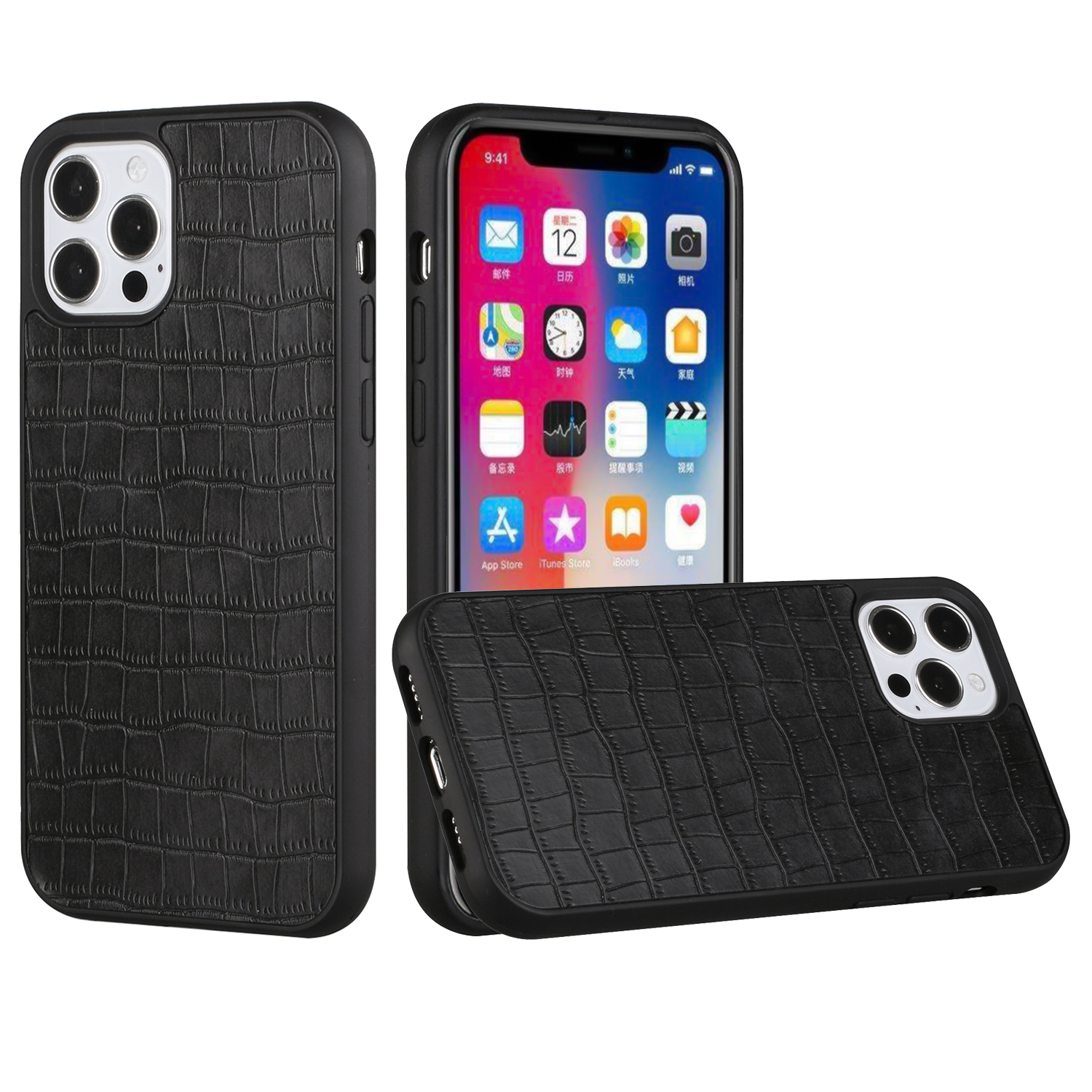 For Apple iPhone 15 Pro Max PU Leather Crocodile Design Hybrid Hard Case Cover - Picture 17 of 33