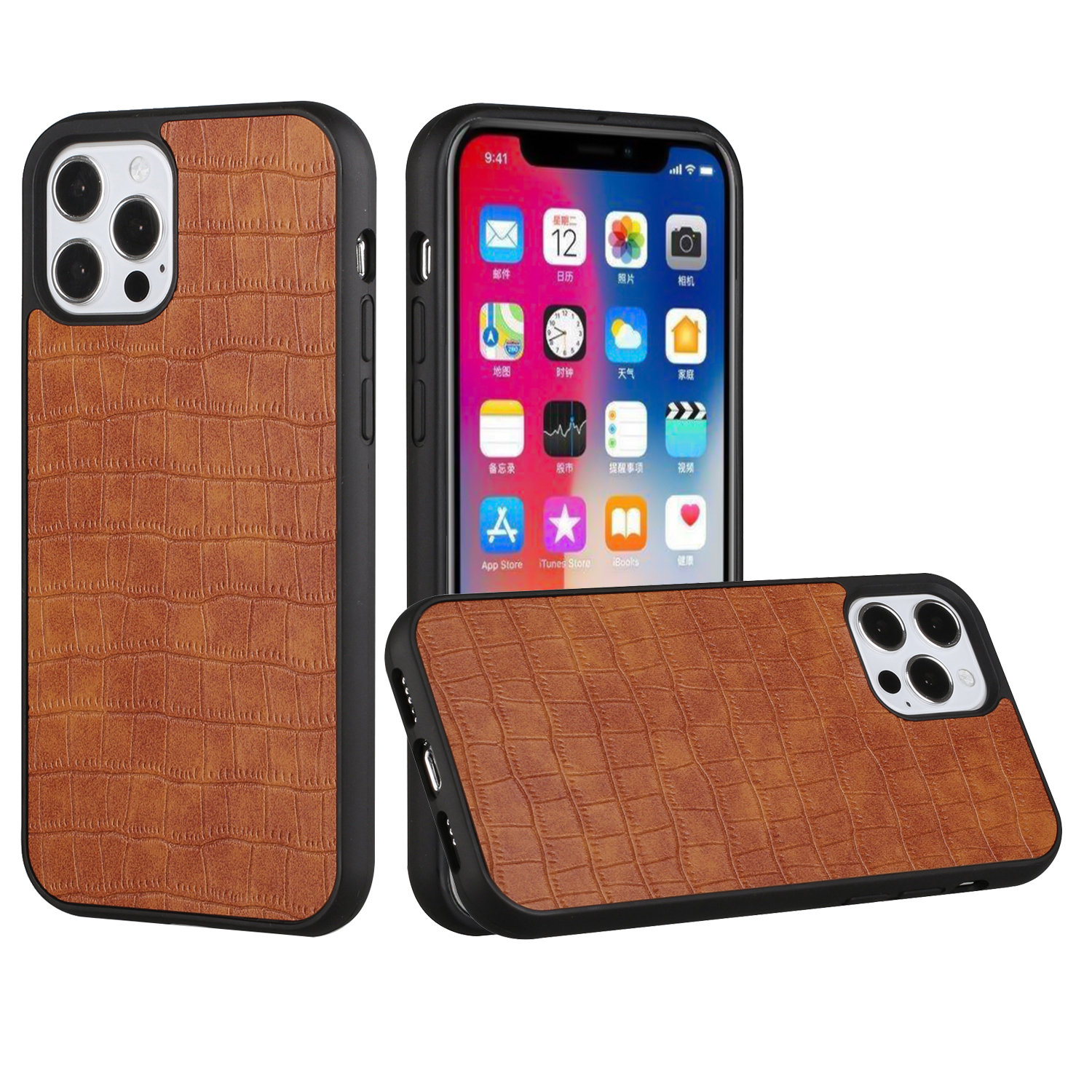 For Apple iPhone 15 Pro Max PU Leather Crocodile Design Hybrid Hard Case Cover - Picture 33 of 33