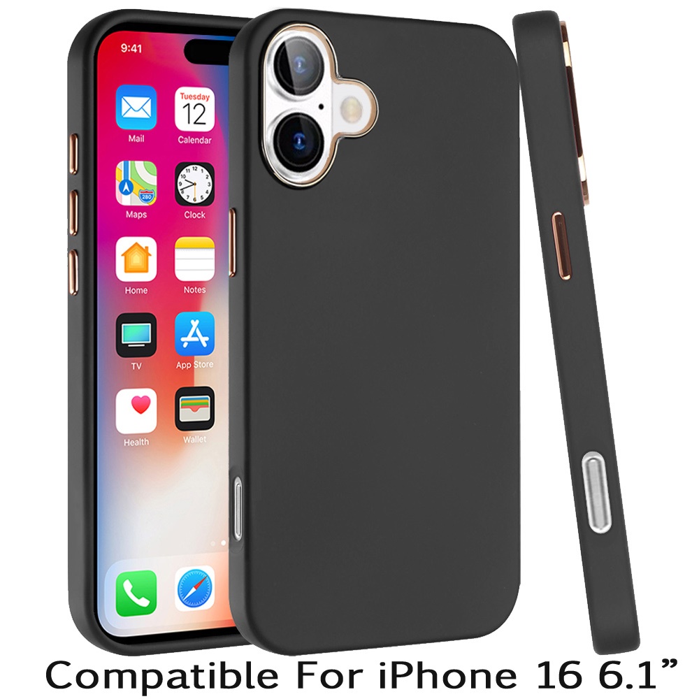 For Apple iPhone 16 (6.1″) Slim Hybrid Rubber Gummy Silicone TPU Case Cover