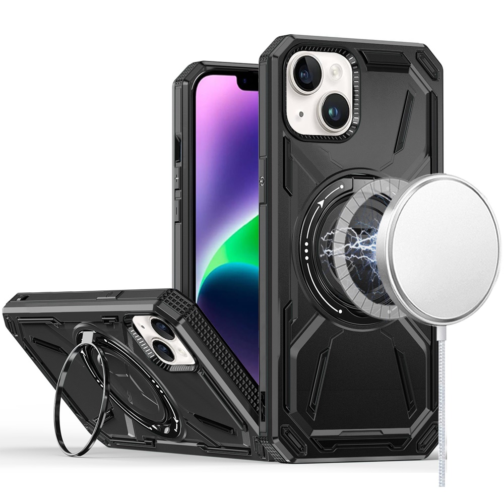Für Apple iPhone 16 (6,1") Kompatibel mit MagSafe Ring Ständer Hybrid Case Hülle - Bild 11 von 70