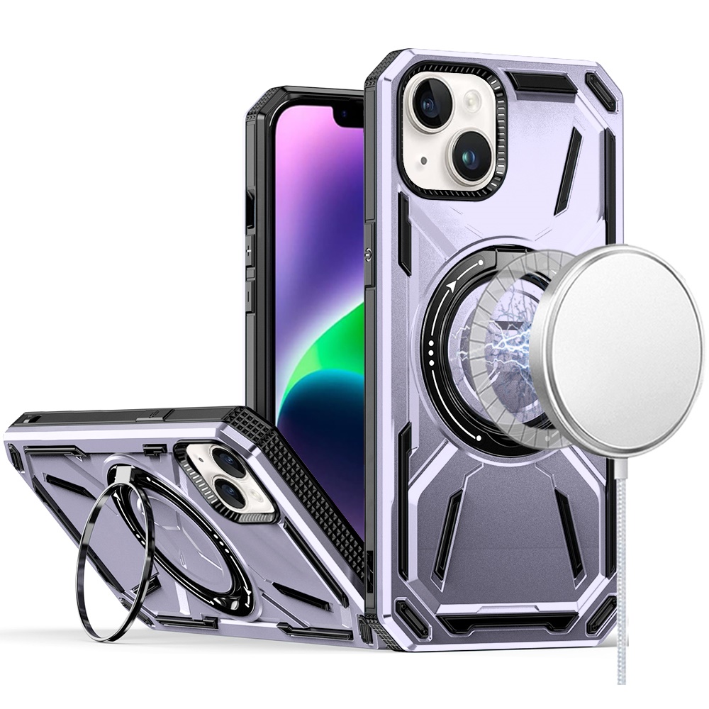 Für Apple iPhone 16 (6,1") Kompatibel mit MagSafe Ring Ständer Hybrid Case Hülle - Bild 59 von 70