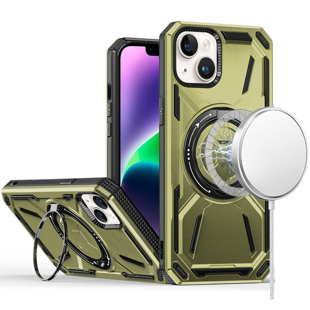 Für Apple iPhone 16 (6,1") Kompatibel mit MagSafe Ring Ständer Hybrid Case Hülle - Bild 47 von 70