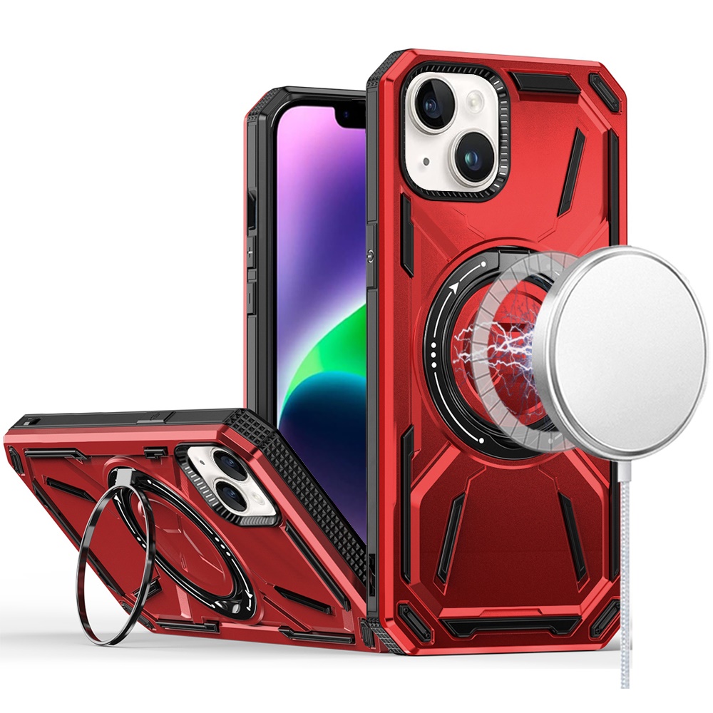 Für Apple iPhone 16 (6,1") Kompatibel mit MagSafe Ring Ständer Hybrid Case Hülle - Bild 23 von 70