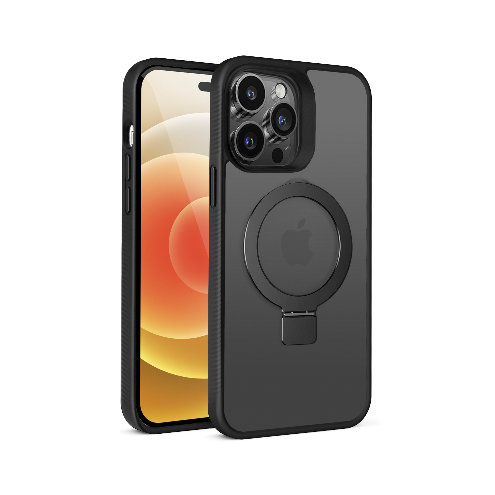 For Apple iPhone 16 (6.1") Magnetic Circle Kickstand Matte Skin Ring Case Cover - Picture 19 of 35