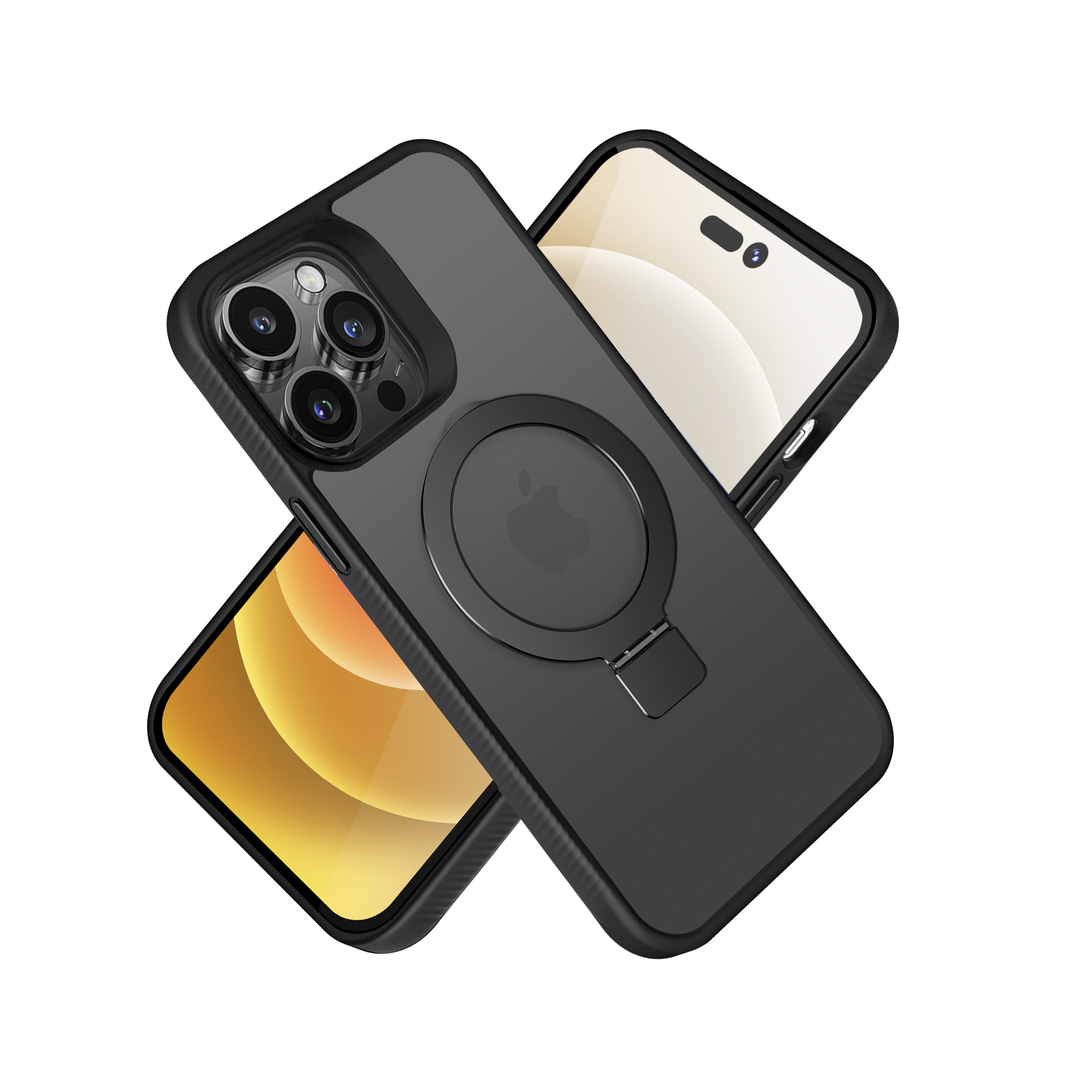 For Apple iPhone 16 (6.1") Magnetic Circle Kickstand Matte Skin Ring Case Cover - Picture 18 of 35