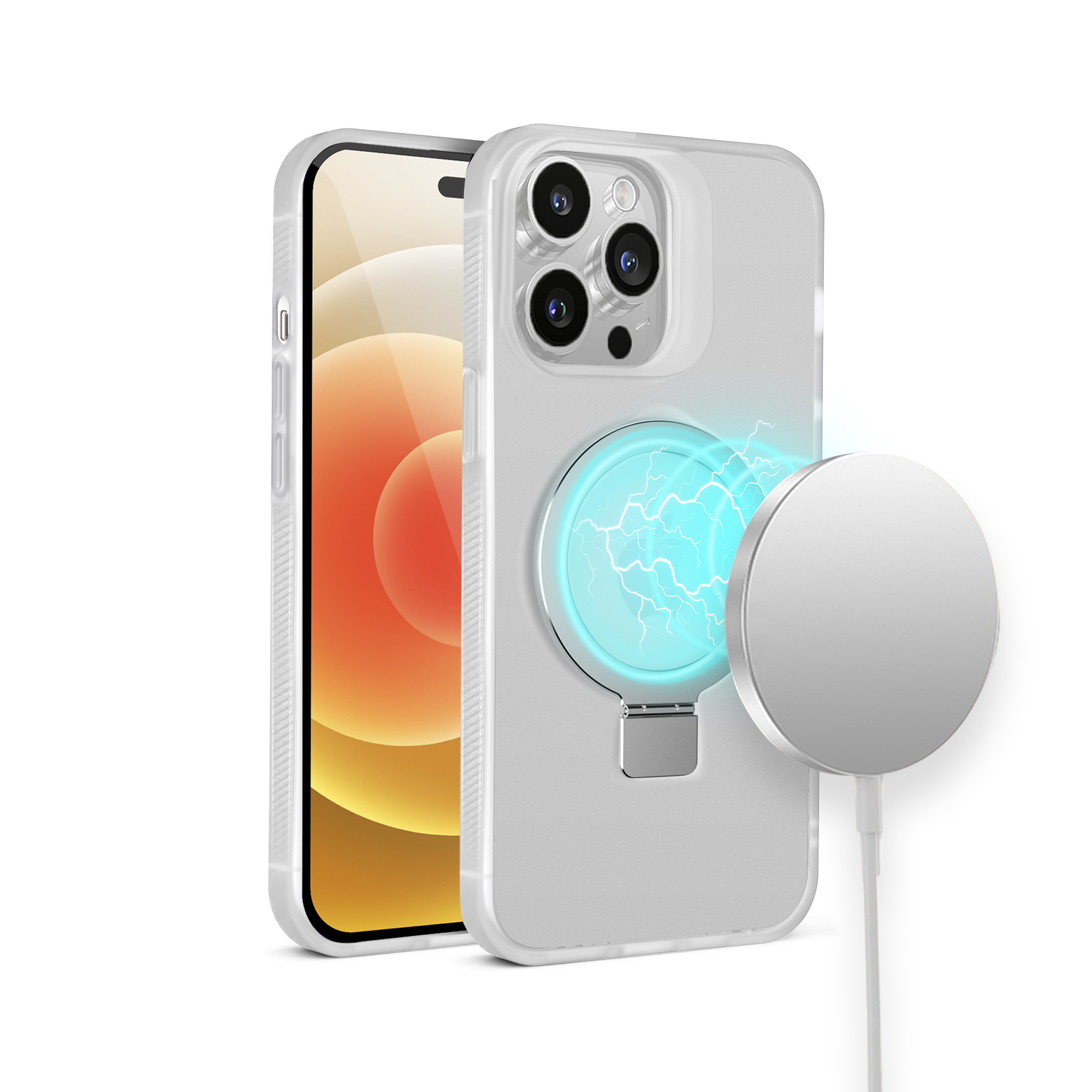 For Apple iPhone 16 (6.1") Magnetic Circle Kickstand Matte Skin Ring Case Cover - Picture 31 of 35
