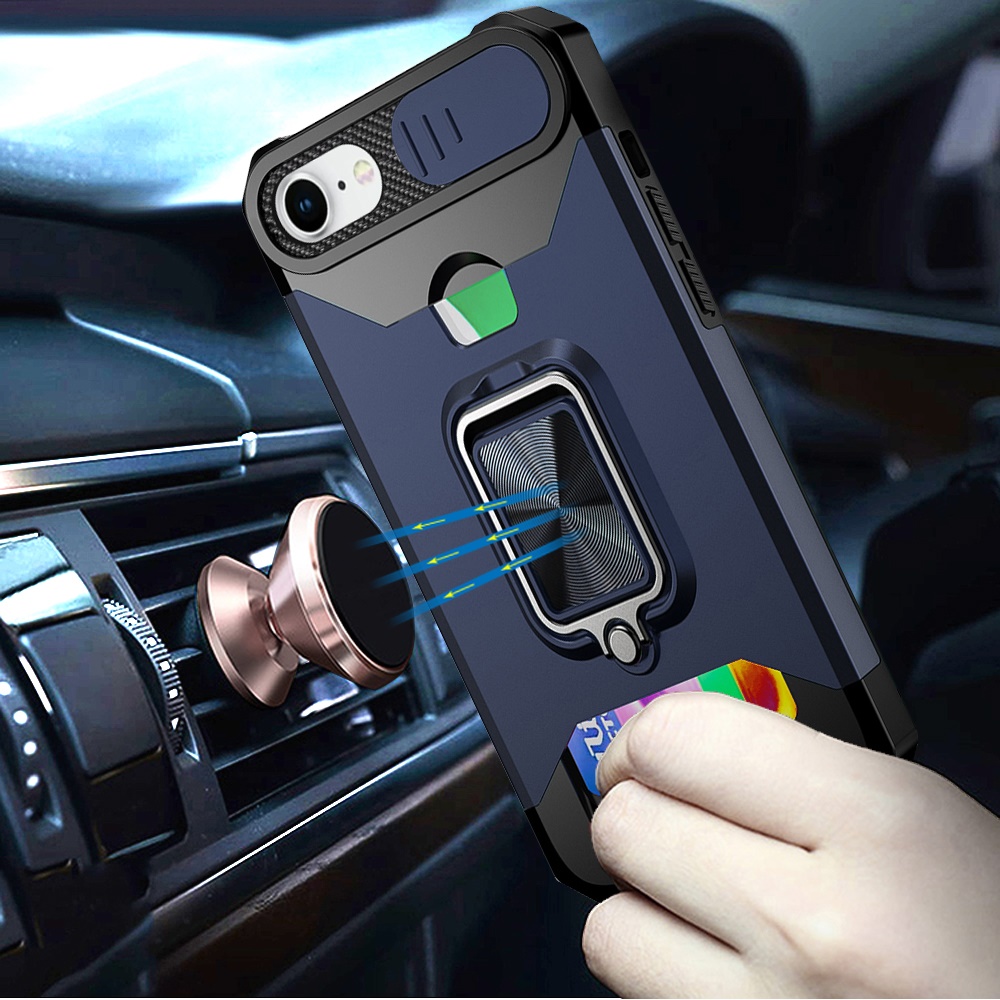 Para Apple iPhone 16e -E Edición Billetera Anillo Soporte, Cámara y Ranura para Tarjeta Estuche Cubierta - Imagen 34 de 42