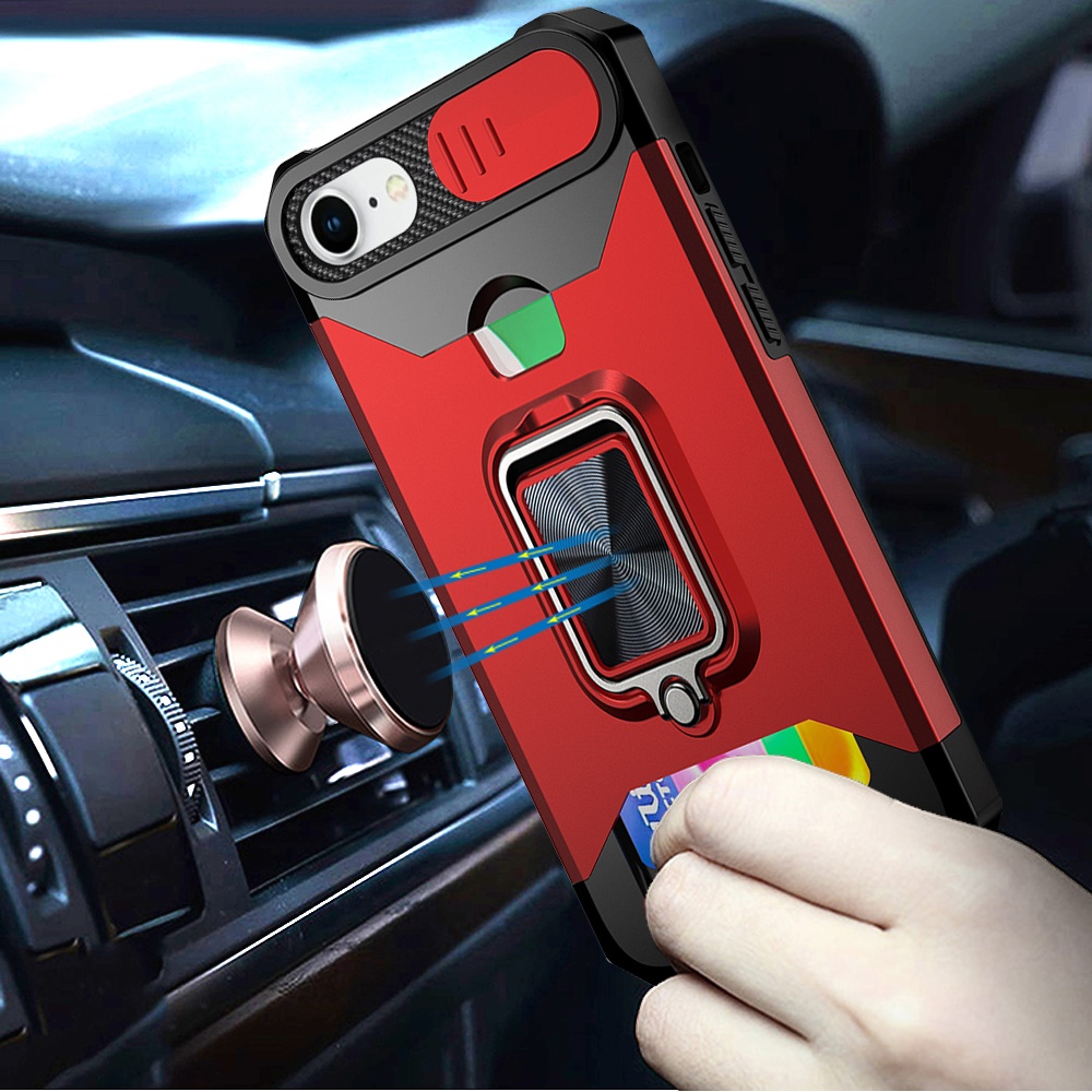 Para Apple iPhone 16e -E Edición Billetera Anillo Soporte, Cámara y Ranura para Tarjeta Estuche Cubierta - Imagen 23 de 42
