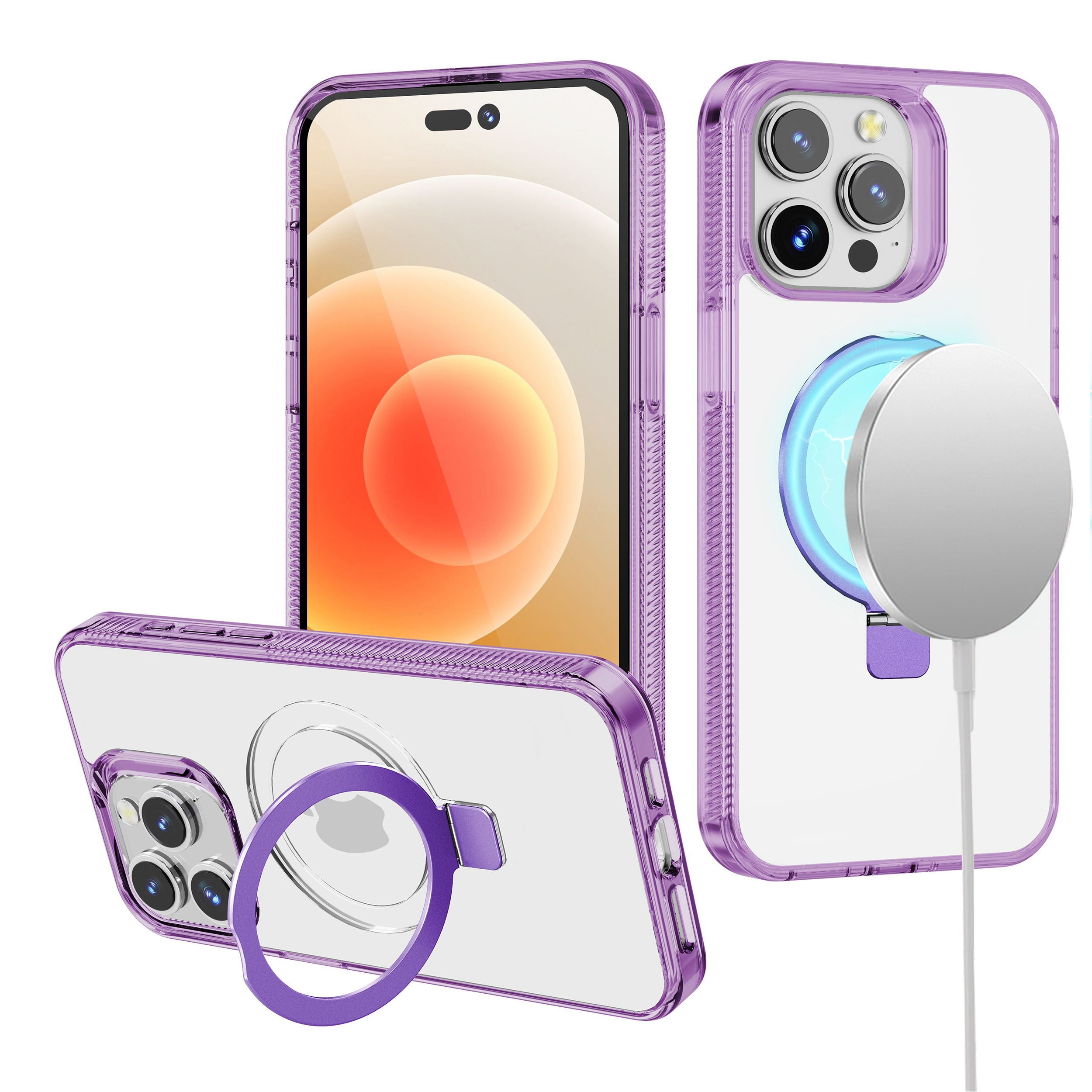 For Apple iPhone 16e Magnetic Ring Stand MagSafe Compatible Case Cover - Afbeelding 46 van 51