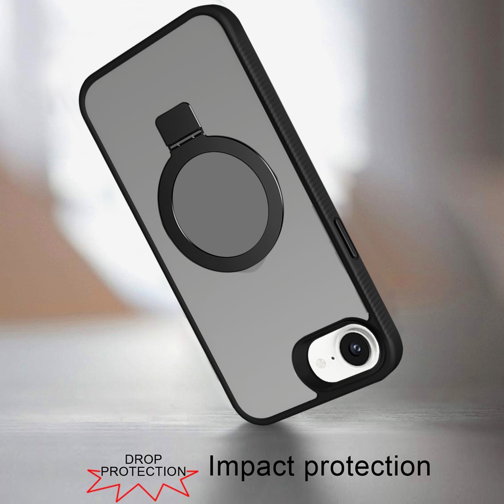For Apple iPhone 16e Compatible w/ MagSafe Ring Kickstand Matte Skin Case Cover - Picture 14 of 54