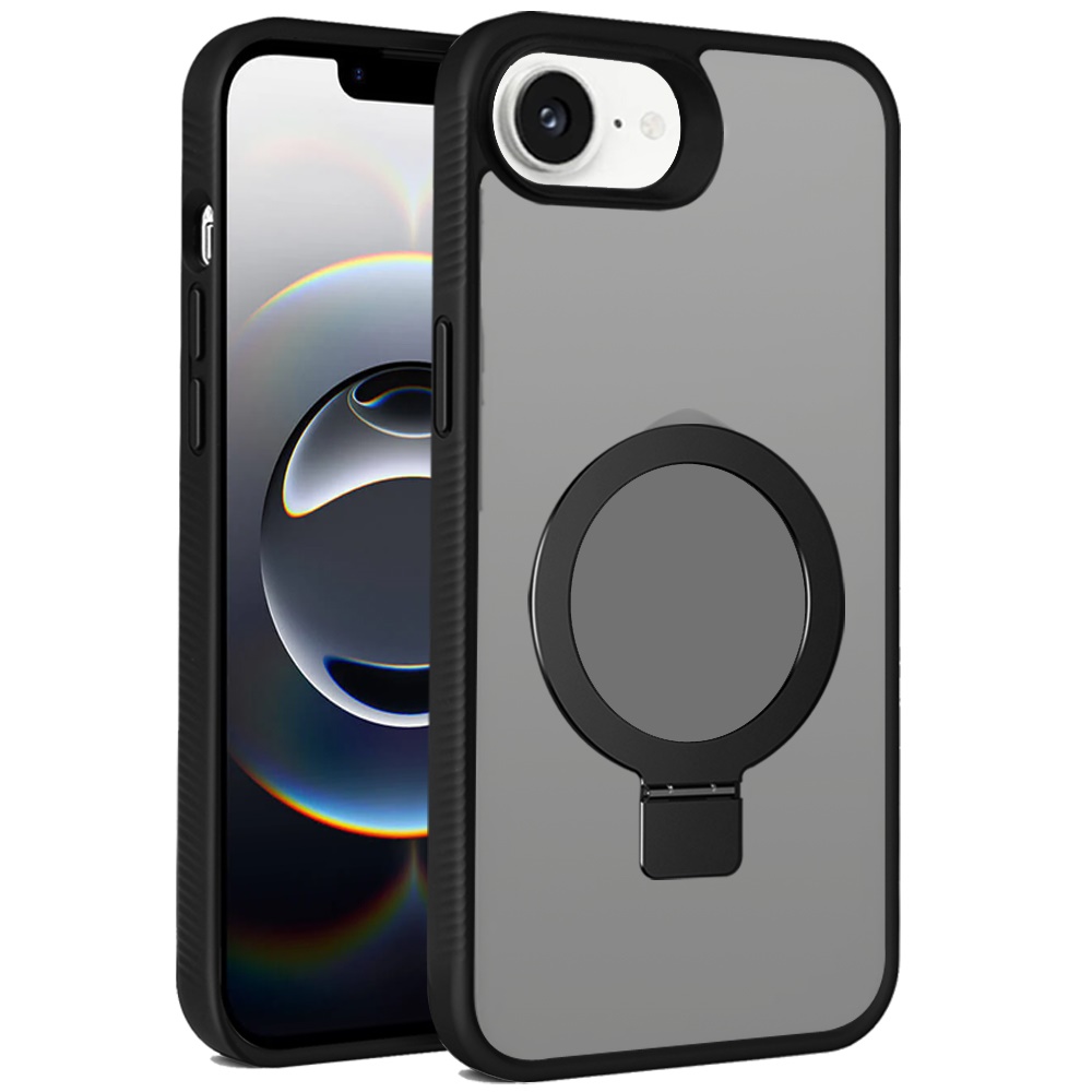 For Apple iPhone 16e Compatible w/ MagSafe Ring Kickstand Matte Skin Case Cover - Picture 12 of 54
