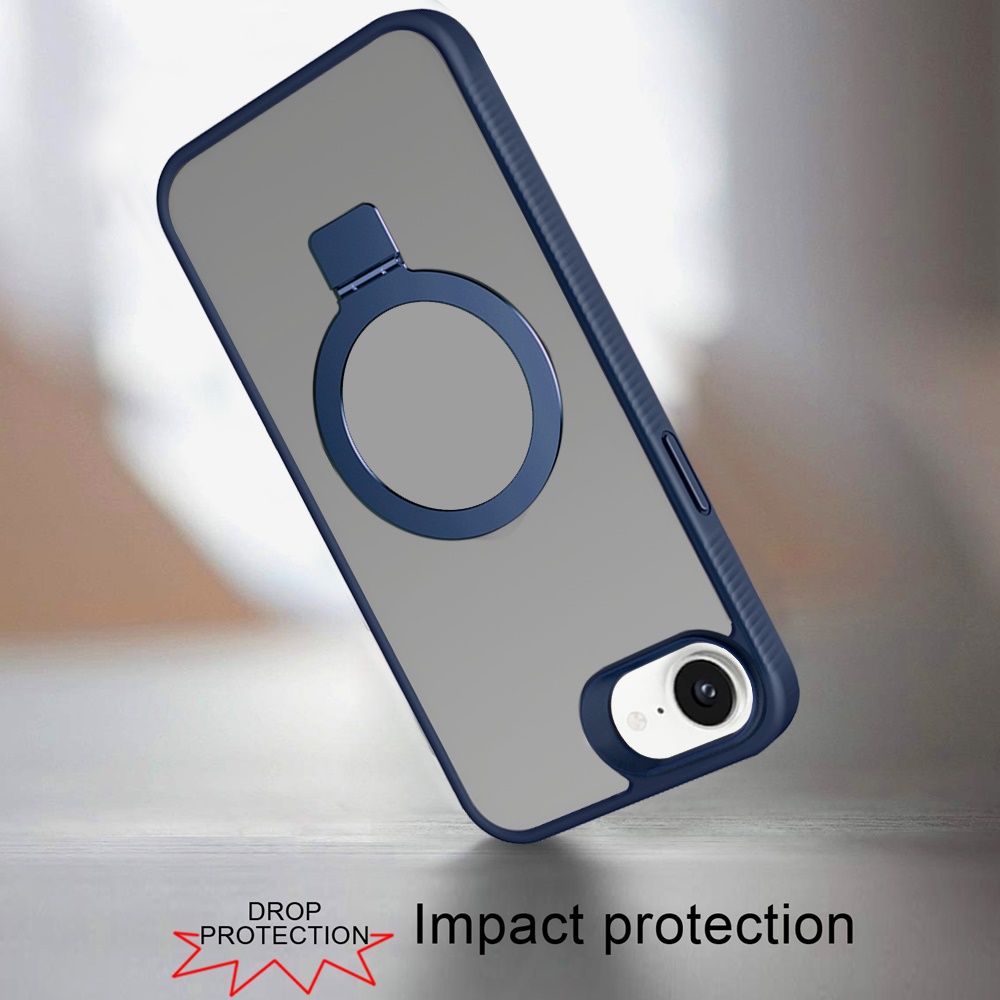 For Apple iPhone 16e Compatible w/ MagSafe Ring Kickstand Matte Skin Case Cover - Picture 25 of 54