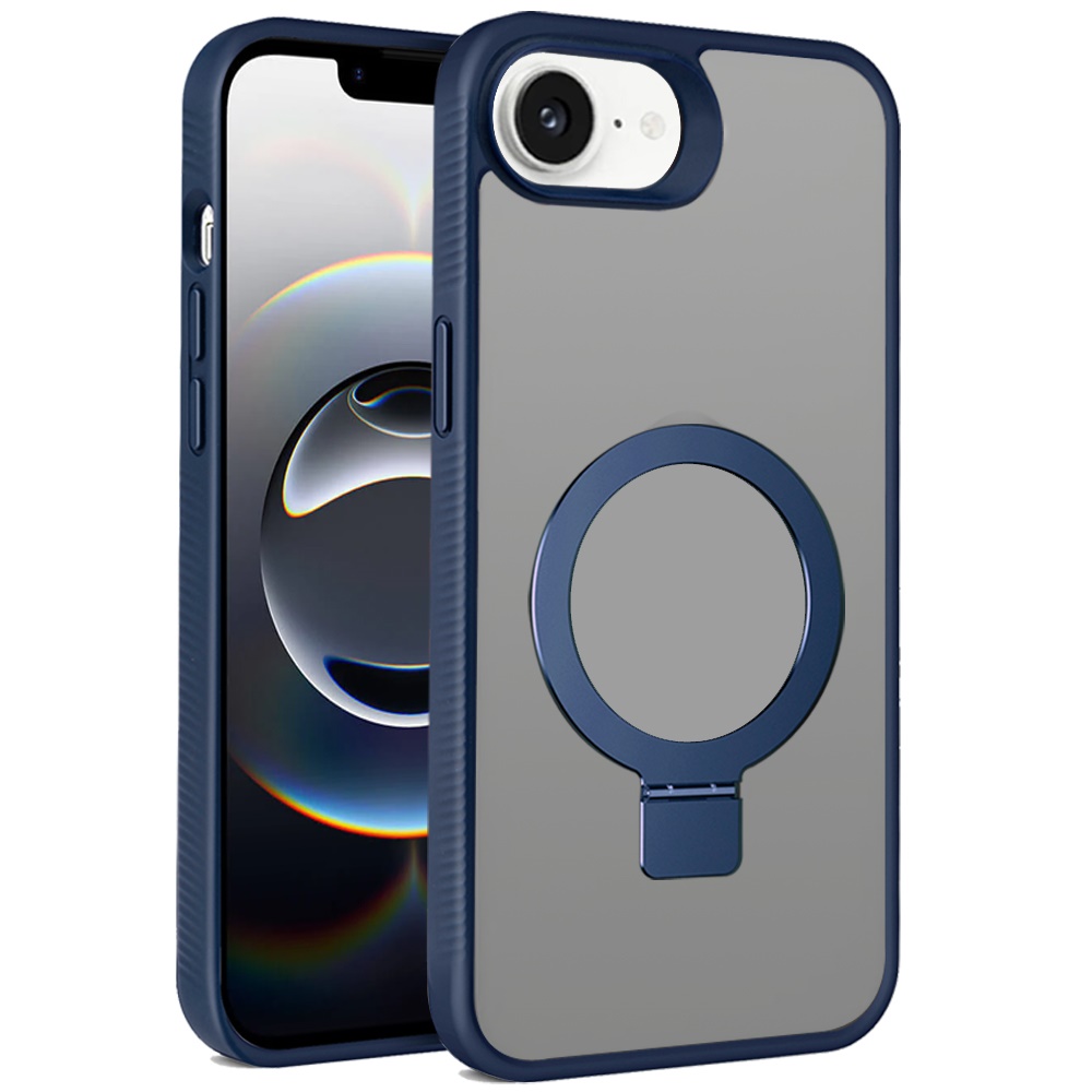 For Apple iPhone 16e Compatible w/ MagSafe Ring Kickstand Matte Skin Case Cover - Picture 23 of 54