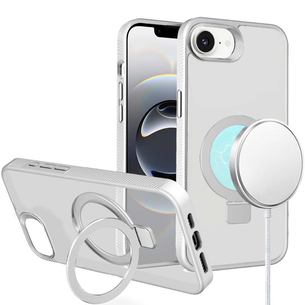 For Apple iPhone 16e Compatible w/ MagSafe Ring Kickstand Matte Skin Case Cover - Picture 35 of 54