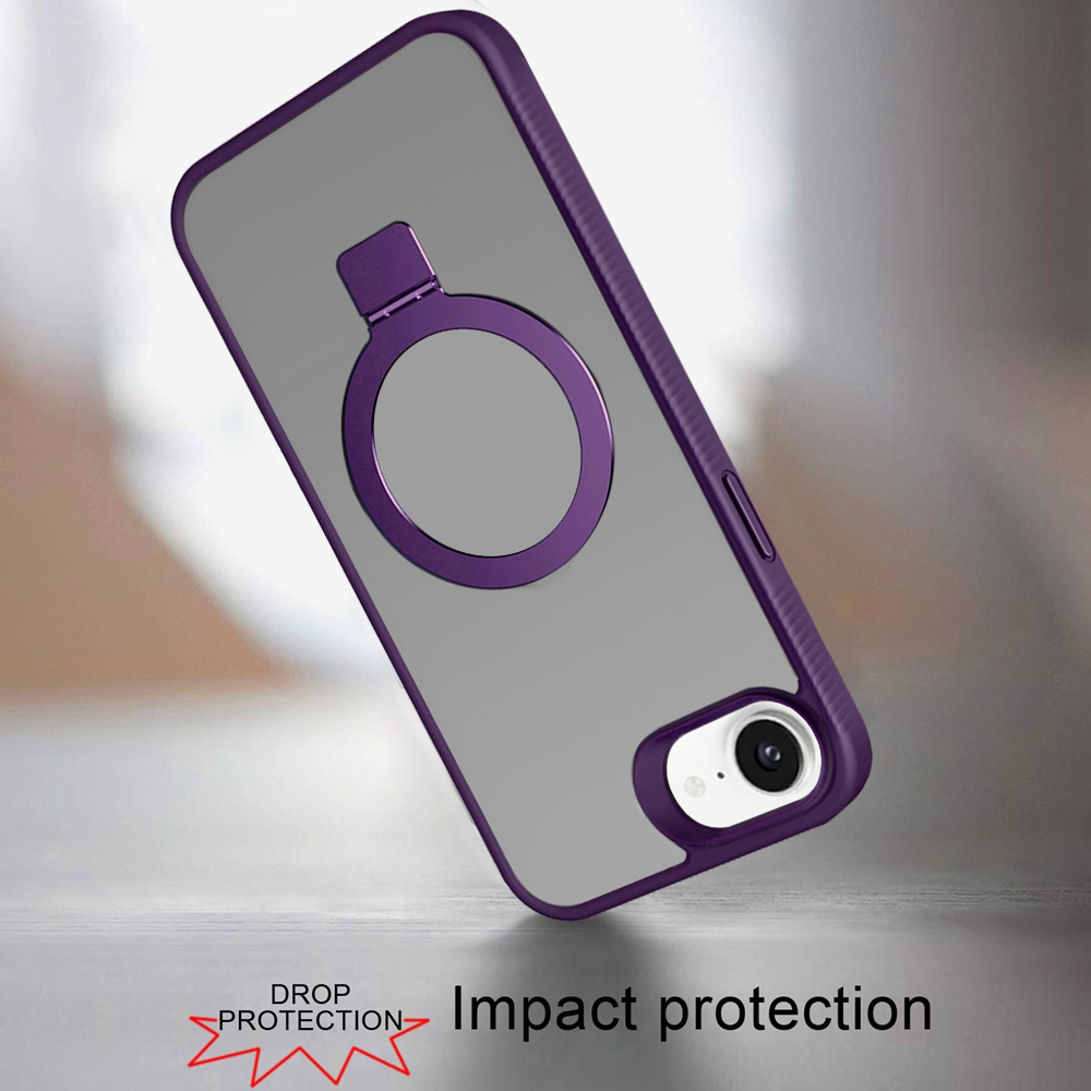 For Apple iPhone 16e Compatible w/ MagSafe Ring Kickstand Matte Skin Case Cover - Picture 47 of 54