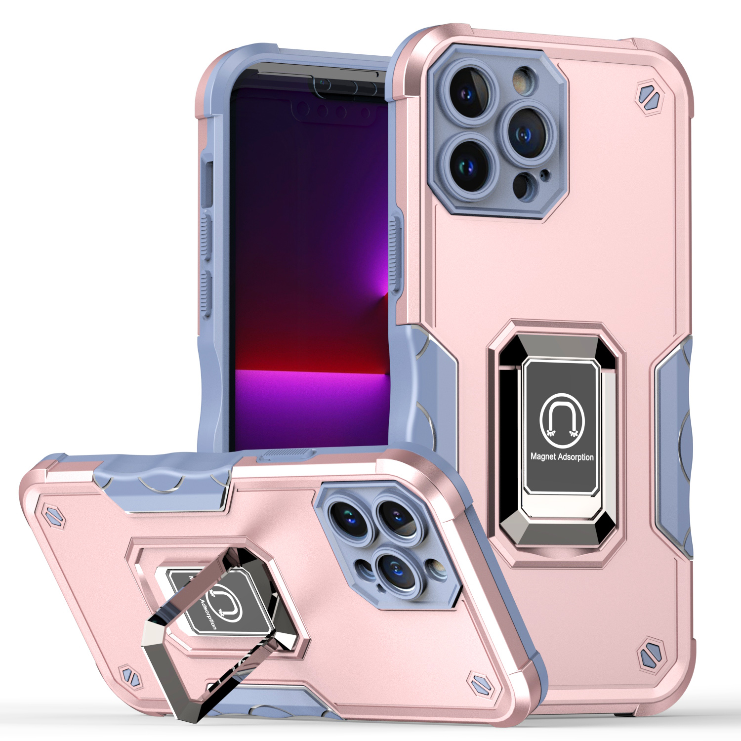 Für Apple iPhone 16e Hybrid mit Magnet Ring Halter Ständer Robust Case Hülle - Bild 56 von 91