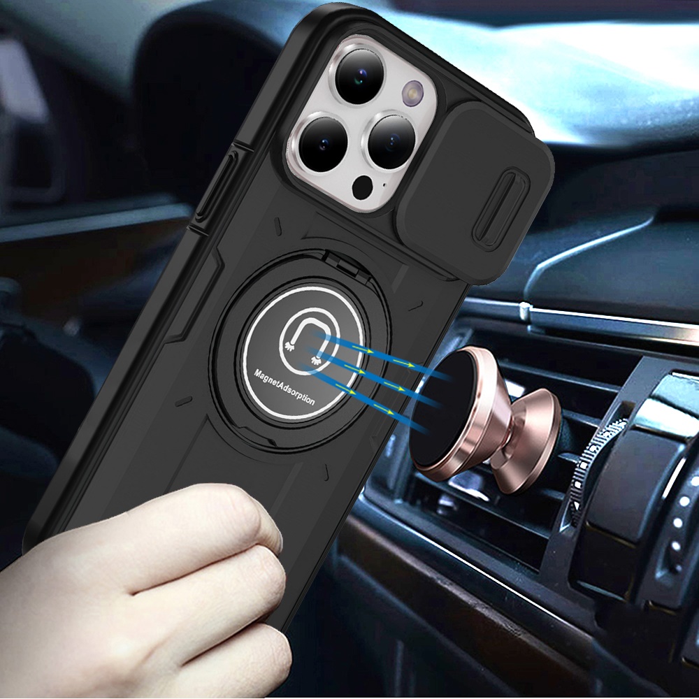 For Apple iPhone 16 Pro (6.3") Hybrid Ring Lens Cover w/ MagSafe Compatible Case - Picture 15 of 70