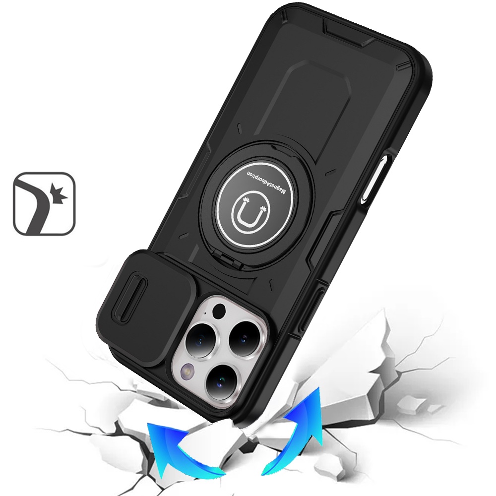 For Apple iPhone 16 Pro (6.3") Hybrid Ring Lens Cover w/ MagSafe Compatible Case - Picture 14 of 70