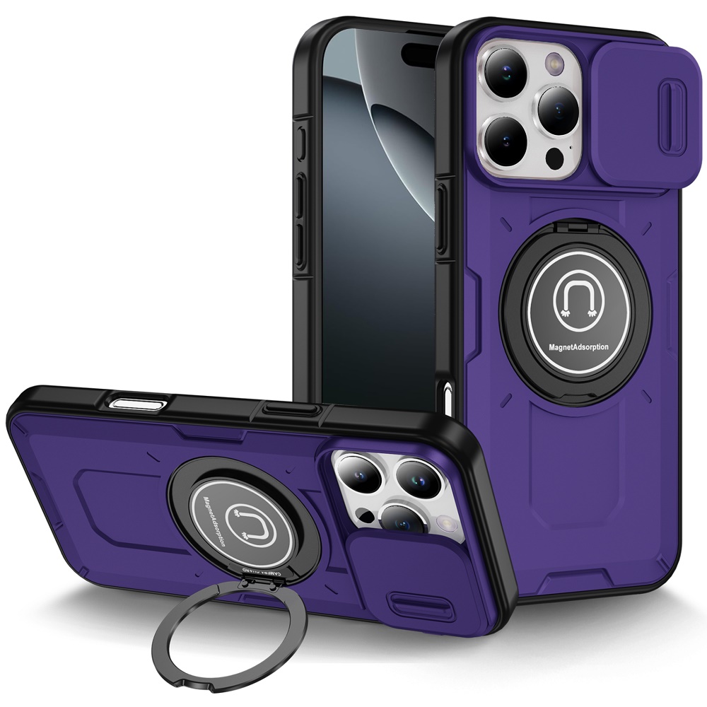 For Apple iPhone 16 Pro (6.3") Hybrid Ring Lens Cover w/ MagSafe Compatible Case - Picture 42 of 70