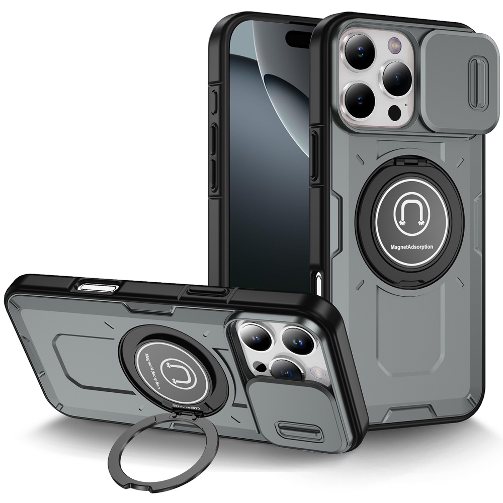 For Apple iPhone 16 Pro (6.3") Hybrid Ring Lens Cover w/ MagSafe Compatible Case - Picture 52 of 70