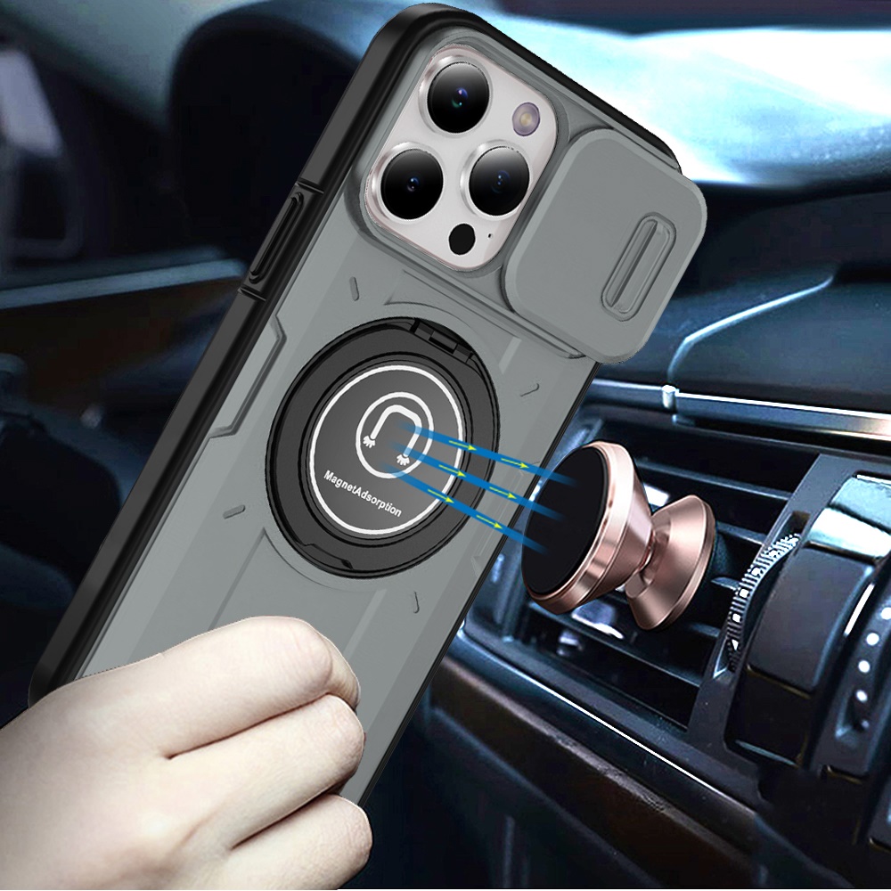 For Apple iPhone 16 Pro (6.3") Hybrid Ring Lens Cover w/ MagSafe Compatible Case - Picture 54 of 70