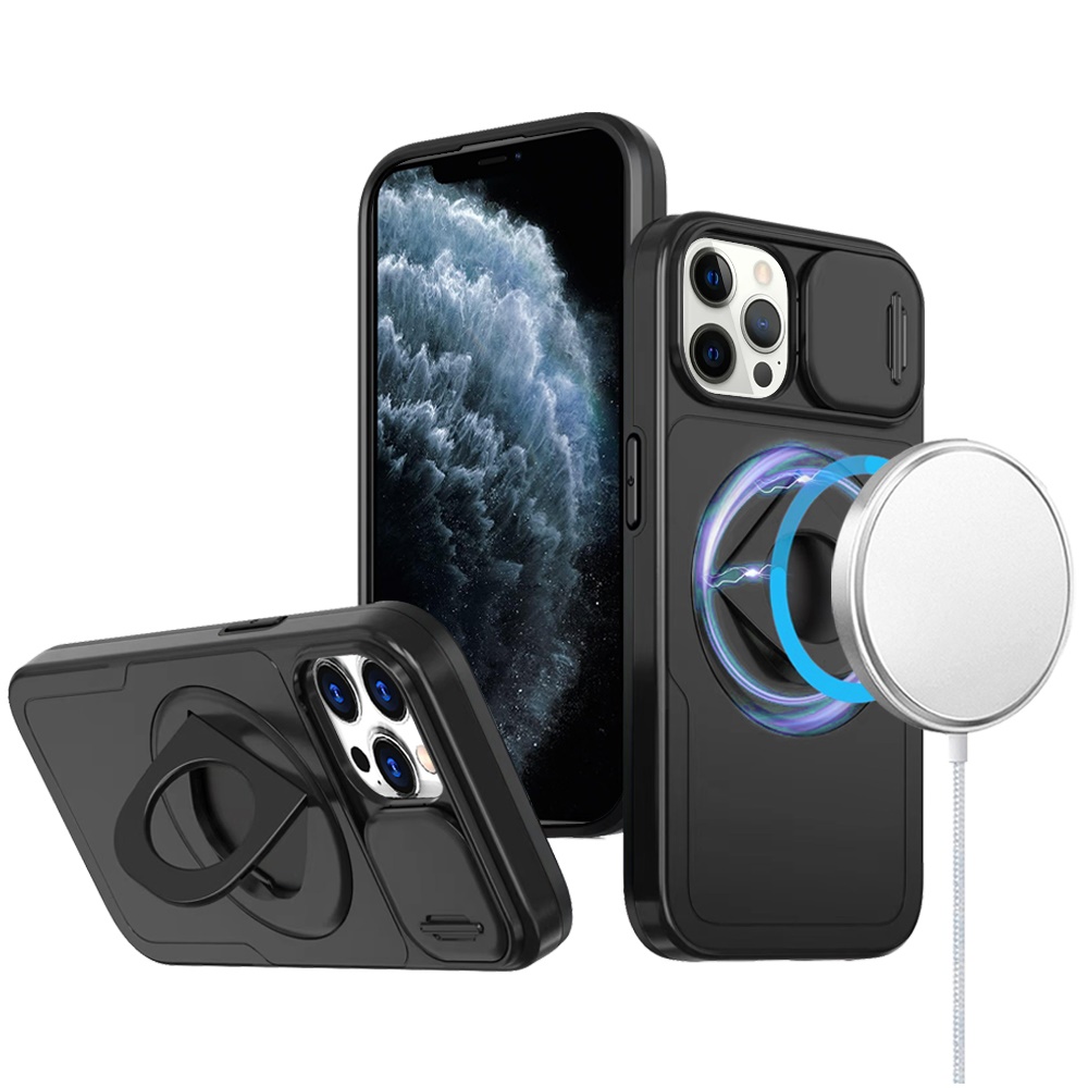 For Apple iPhone 16 Pro Full Coverage Camera MagSafe Compatible Ring Stand Case - Picture 11 of 40