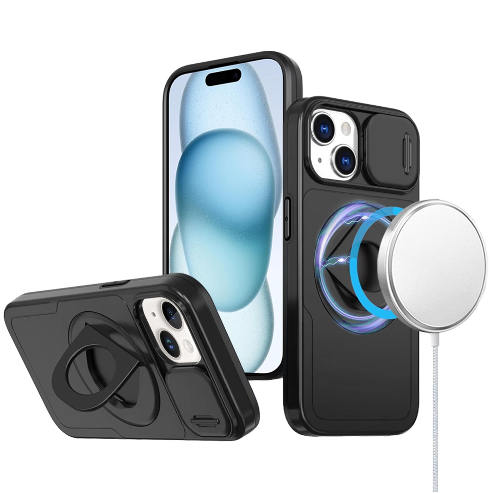 For Apple iPhone 16 Pro Full Coverage Camera MagSafe Compatible Ring Stand Case - Picture 15 of 40