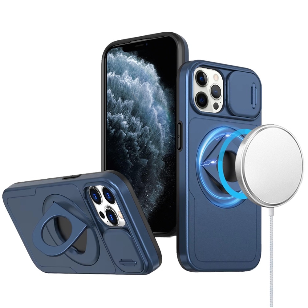 For Apple iPhone 16 Pro Full Coverage Camera MagSafe Compatible Ring Stand Case - Picture 31 of 40
