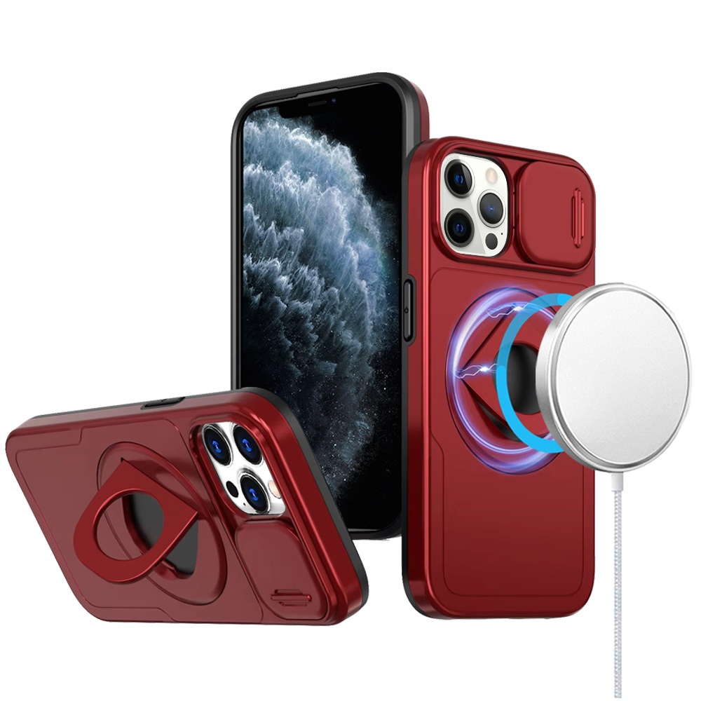 For Apple iPhone 16 Pro Full Coverage Camera MagSafe Compatible Ring Stand Case - Picture 21 of 40