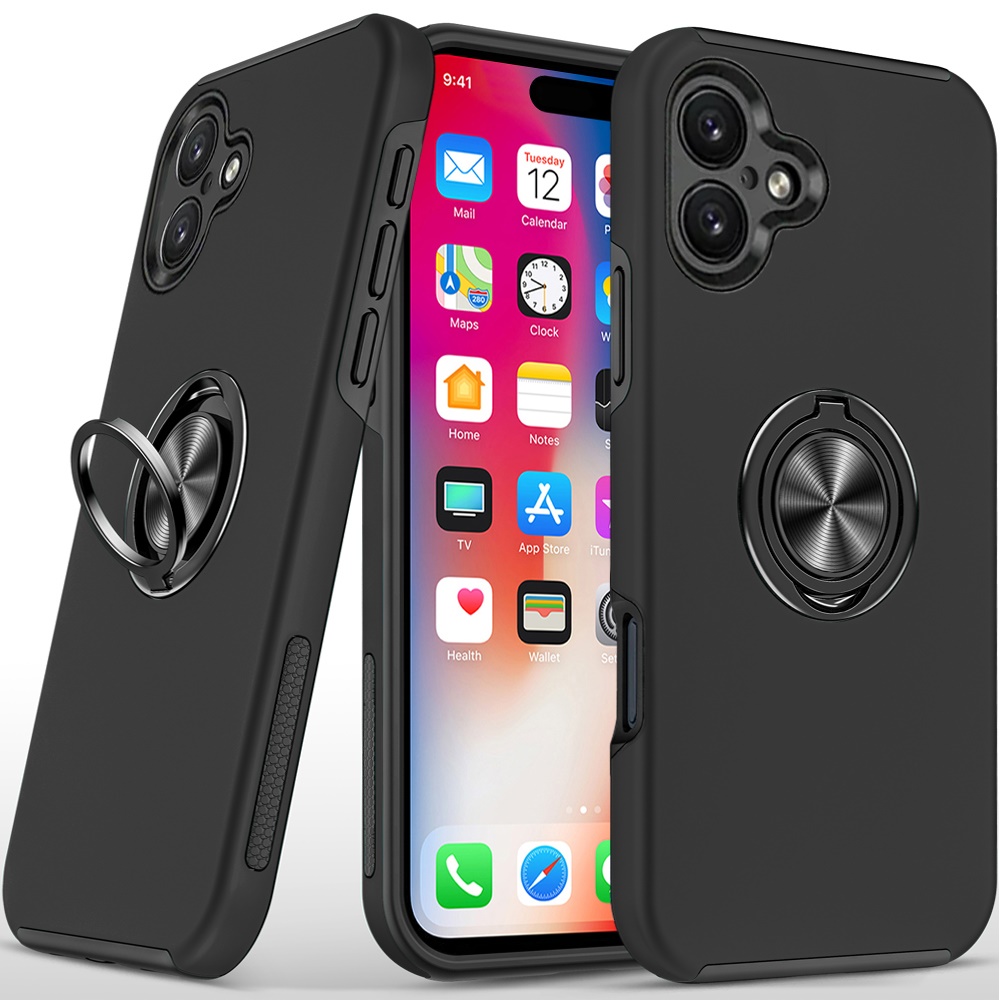 For Apple iPhone 16 Pro Hybrid Slim with Metal Invisible Ring Stand Case Cover - Picture 19 of 91