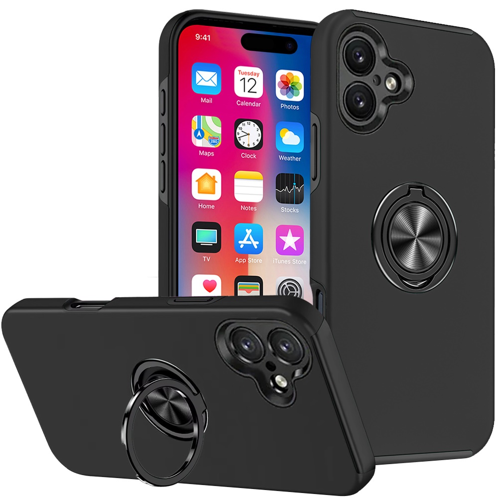 For Apple iPhone 16 Pro Hybrid Slim with Metal Invisible Ring Stand Case Cover - Picture 18 of 91